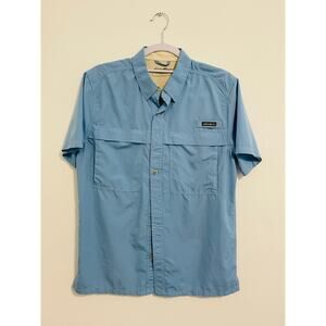 Eddie Bauer Size Small Blue Short Sleeve Shirt Pointed Collar